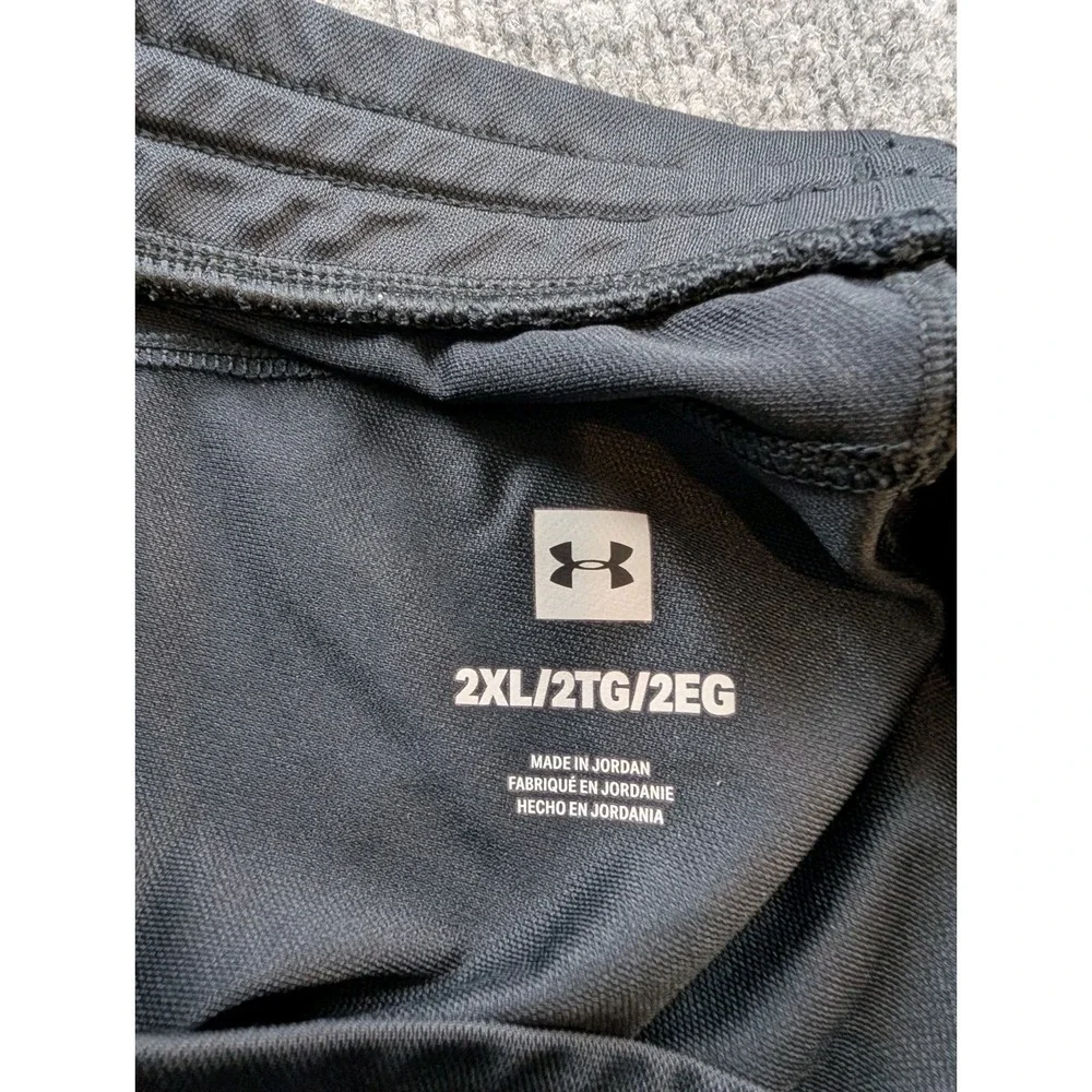 Under Armour Mens Track Pants Size 2XL Black White Stripe Ankle Zippers 1313201